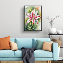 Stargazer lily Watercolour Botanical Art Print - Oriental Framed Plant Wall Art 7 watercolour botanical print flowers stargazer lily living room