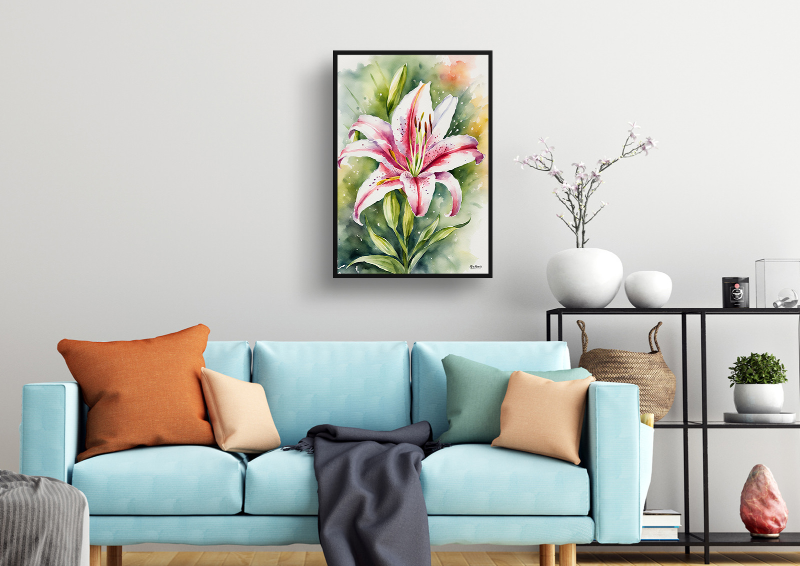Stargazer lily Watercolour Botanical Art Print - Oriental Framed Plant Wall Art 4 Stargazer lily Watercolour Botanical Art Print - Oriental Framed Plant Wall Art - Image 2
