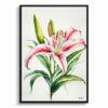 Stargazer lily Minimalist Watercolour Botanical Art Print - Oriental Framed Plant Wall Art 2 watercolour botanical print flowers stargazer lily minimalist front view