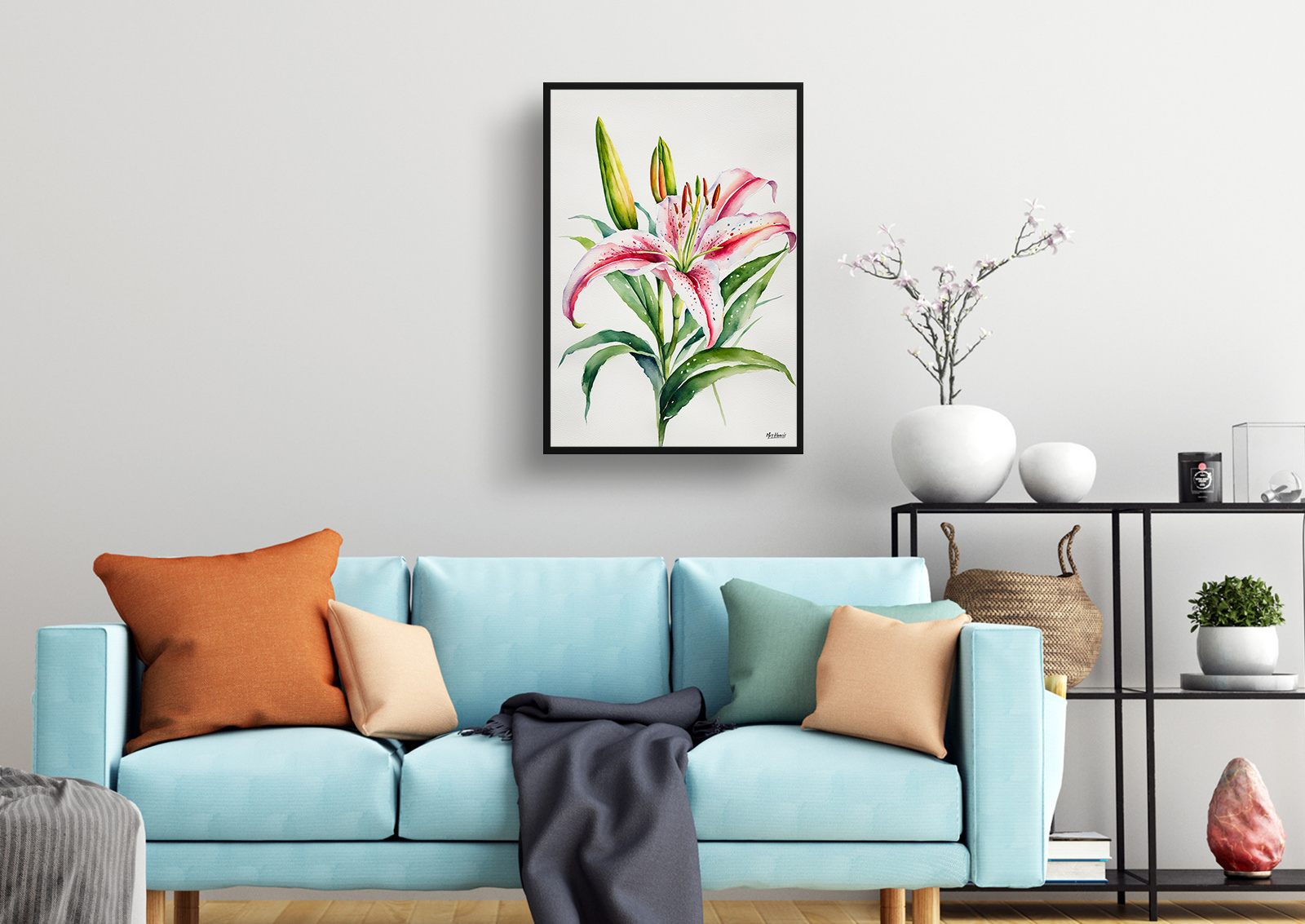 Stargazer lily Minimalist Watercolour Botanical Art Print - Oriental Framed Plant Wall Art 4 Stargazer lily Minimalist Watercolour Botanical Art Print - Oriental Framed Plant Wall Art - Image 2