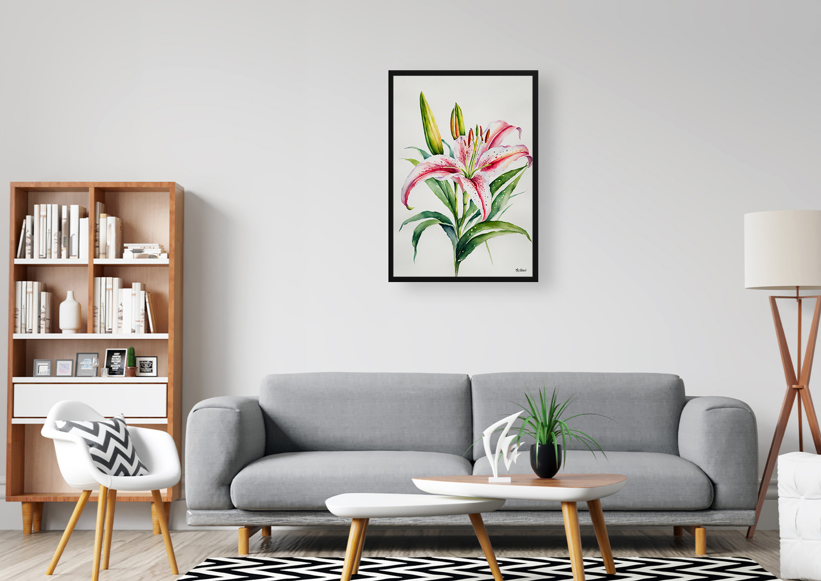 Stargazer lily Minimalist Watercolour Botanical Art Print - Oriental Framed Plant Wall Art 5 Stargazer lily Minimalist Watercolour Botanical Art Print - Oriental Framed Plant Wall Art - Image 3