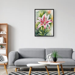 Stargazer lily Watercolour Botanical Art Print - Oriental Framed Plant Wall Art 8 watercolour botanical print flowers stargazer lily office