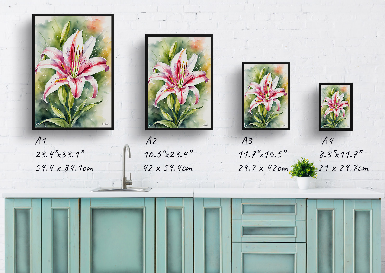 Stargazer lily Watercolour Botanical Art Print - Oriental Framed Plant Wall Art 6 Stargazer lily Watercolour Botanical Art Print - Oriental Framed Plant Wall Art - Image 4