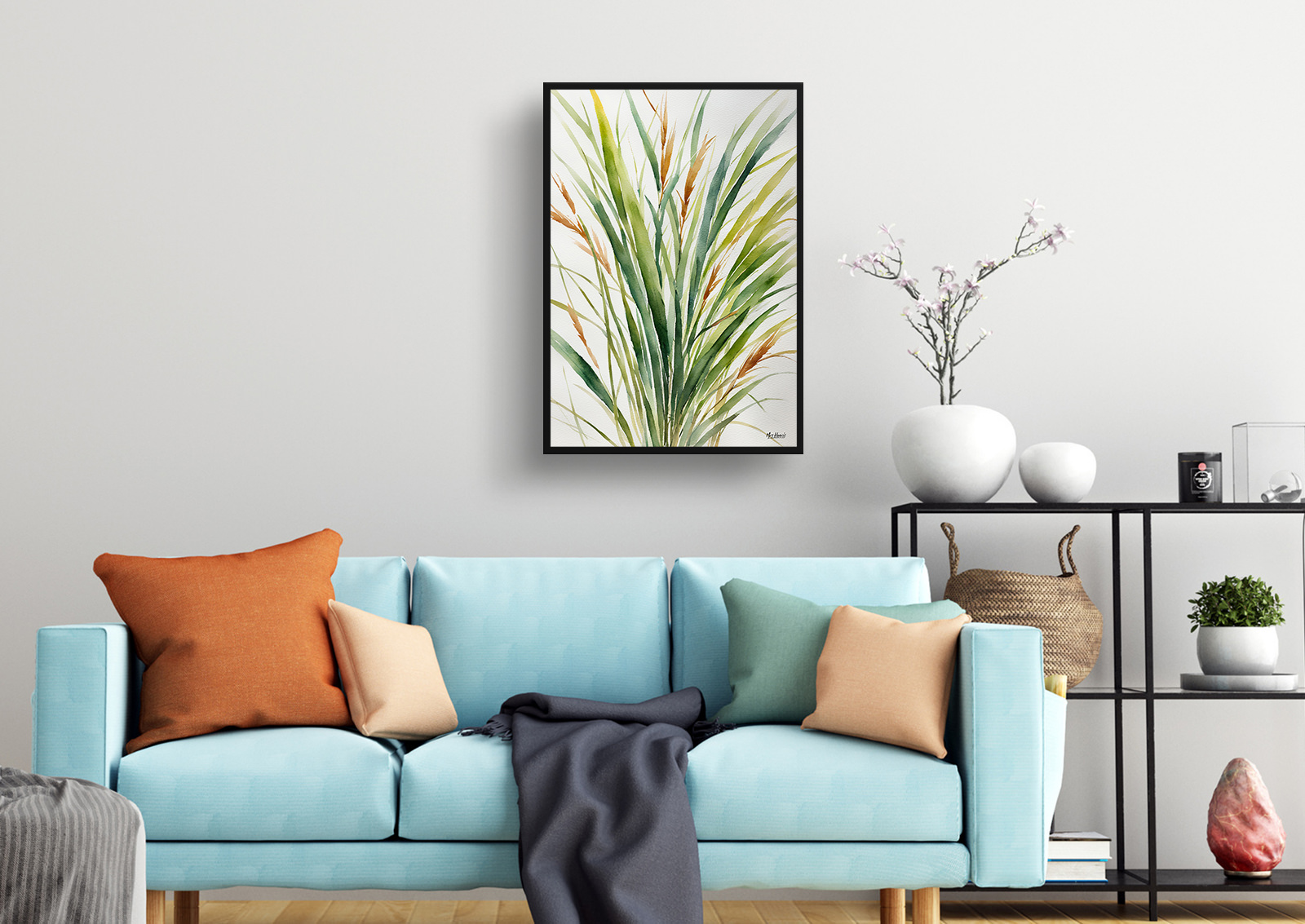 Stipa ichu Minimalist Watercolour Botanical Art Print - peruvian feather grass Framed Plant Wall Art 4 Stipa ichu Minimalist Watercolour Botanical Art Print - peruvian feather grass Framed Plant Wall Art - Image 2