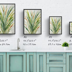 Stipa ichu Minimalist Watercolour Botanical Art Print - peruvian feather grass Framed Plant Wall Art 9 watercolour botanical print flowers stipa ichu peruvian feather grass minimalist print size comparison
