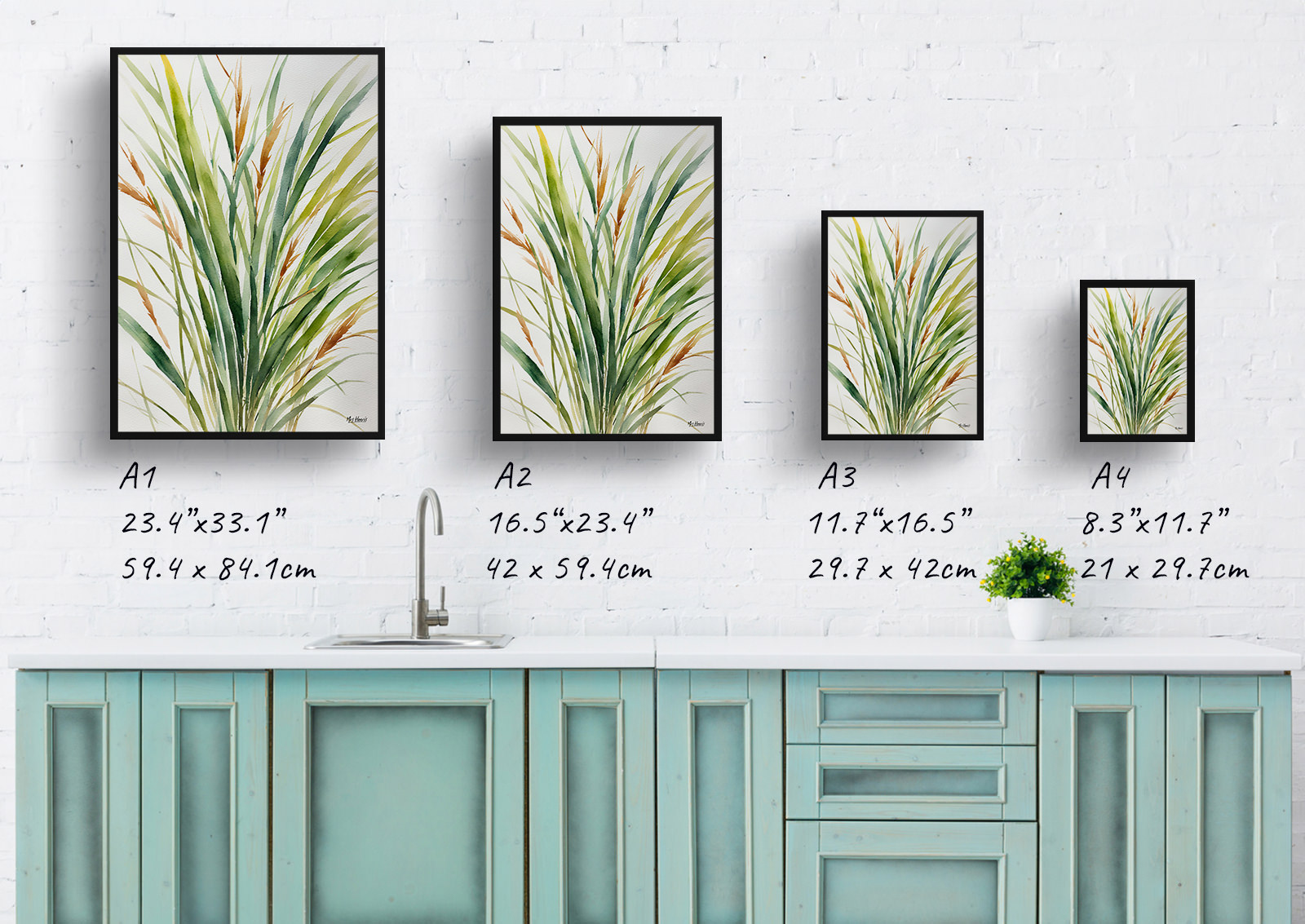 Stipa ichu Minimalist Watercolour Botanical Art Print - peruvian feather grass Framed Plant Wall Art 6 Stipa ichu Minimalist Watercolour Botanical Art Print - peruvian feather grass Framed Plant Wall Art - Image 4