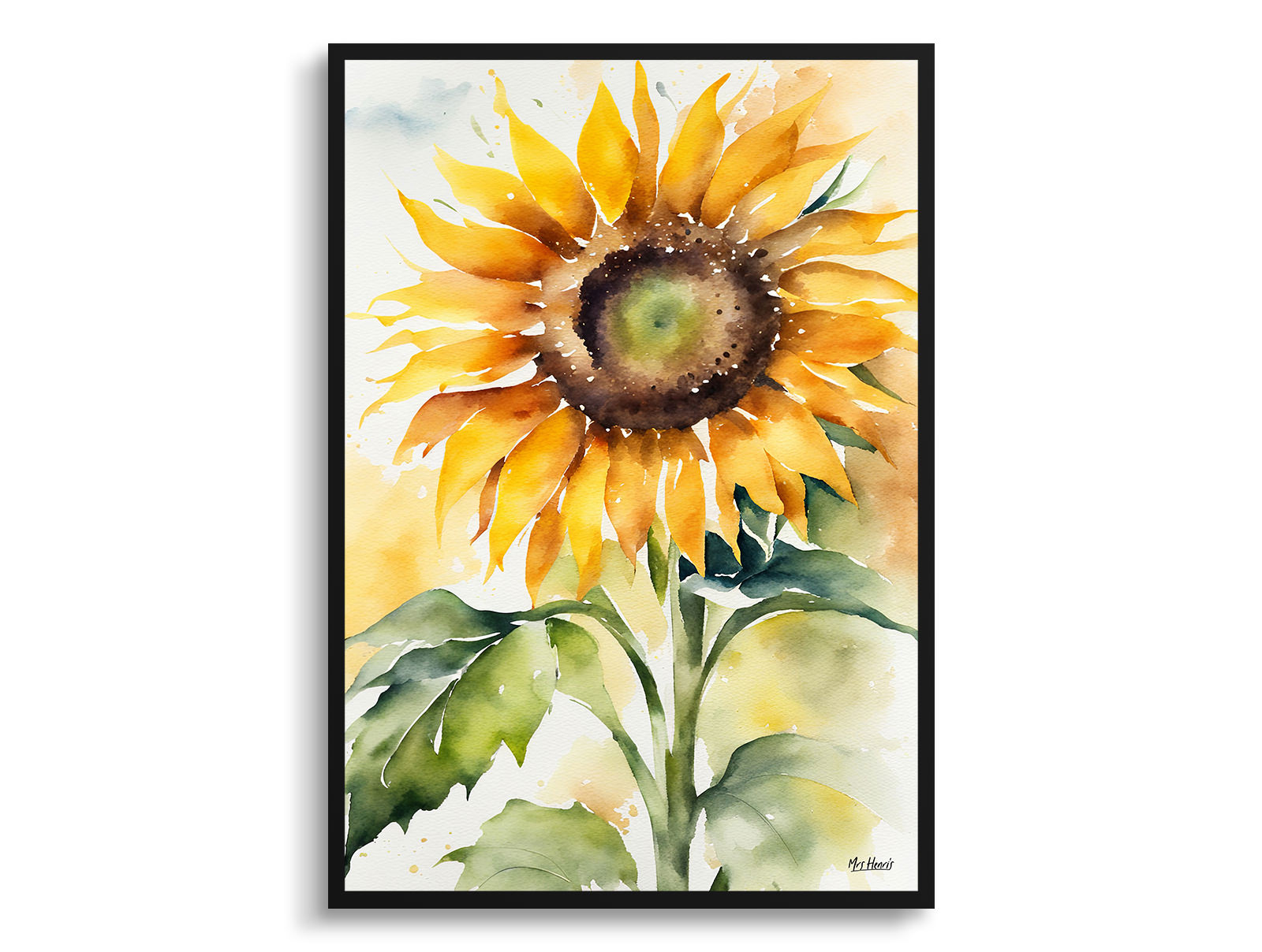 Sunflower Watercolour Botanical Art Print - Helianthus Framed Plant Wall Art 3 Sunflower Watercolour Botanical Art Print - Helianthus Framed Plant Wall Art