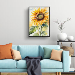Sunflower Watercolour Botanical Art Print - Helianthus Framed Plant Wall Art 7 watercolour botanical print flowers sunflower living room