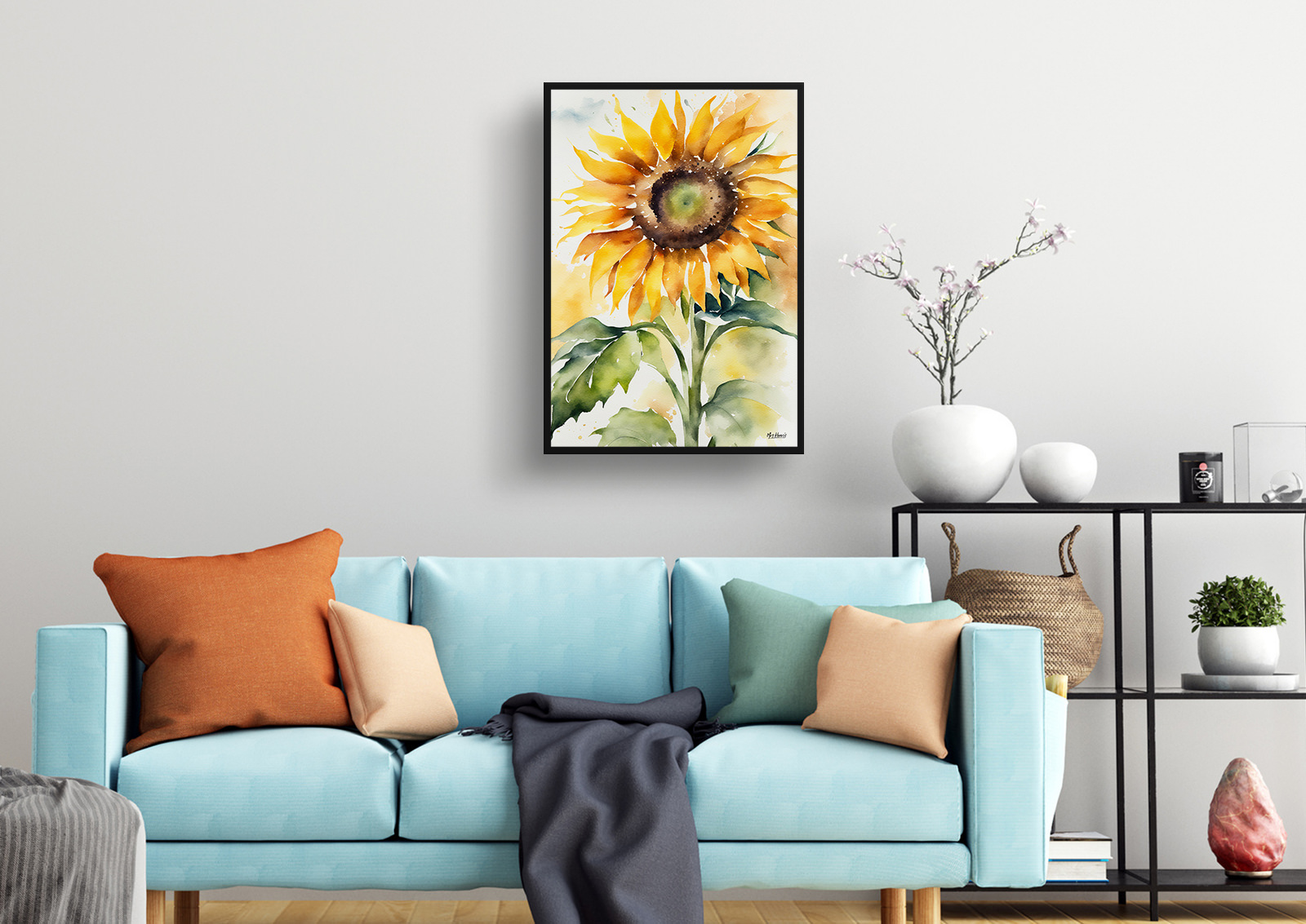 Sunflower Watercolour Botanical Art Print - Helianthus Framed Plant Wall Art 4 Sunflower Watercolour Botanical Art Print - Helianthus Framed Plant Wall Art - Image 2
