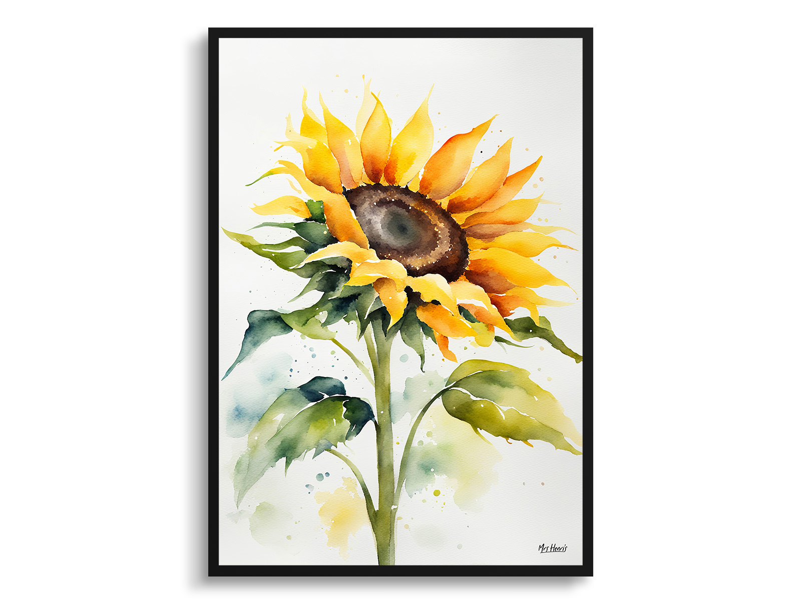Sunflower Minimalist Watercolour Botanical Art Print - Helianthus Framed Plant Wall Art 3 Sunflower Minimalist Watercolour Botanical Art Print - Helianthus Framed Plant Wall Art