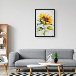 Sunflower Minimalist Watercolour Botanical Art Print - Helianthus Framed Plant Wall Art 8 watercolour botanical print flowers sunflower minimalist office