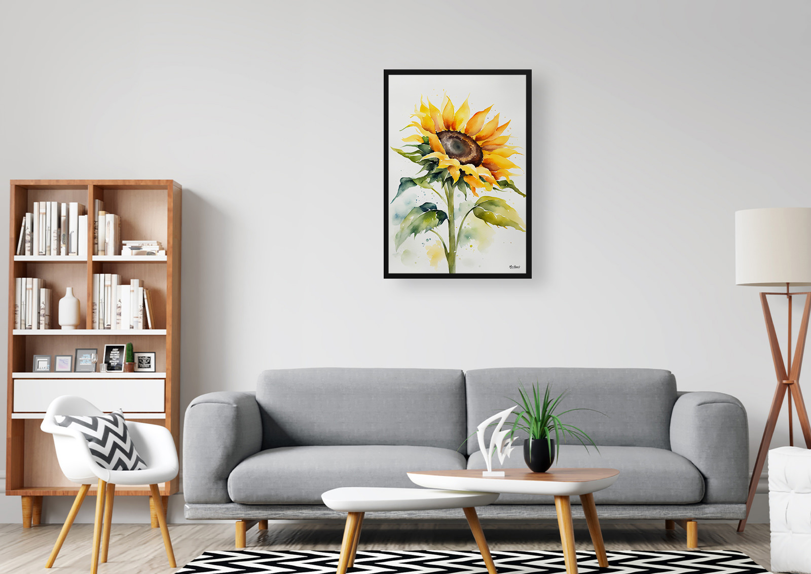 Sunflower Minimalist Watercolour Botanical Art Print - Helianthus Framed Plant Wall Art 5 Sunflower Minimalist Watercolour Botanical Art Print - Helianthus Framed Plant Wall Art - Image 3