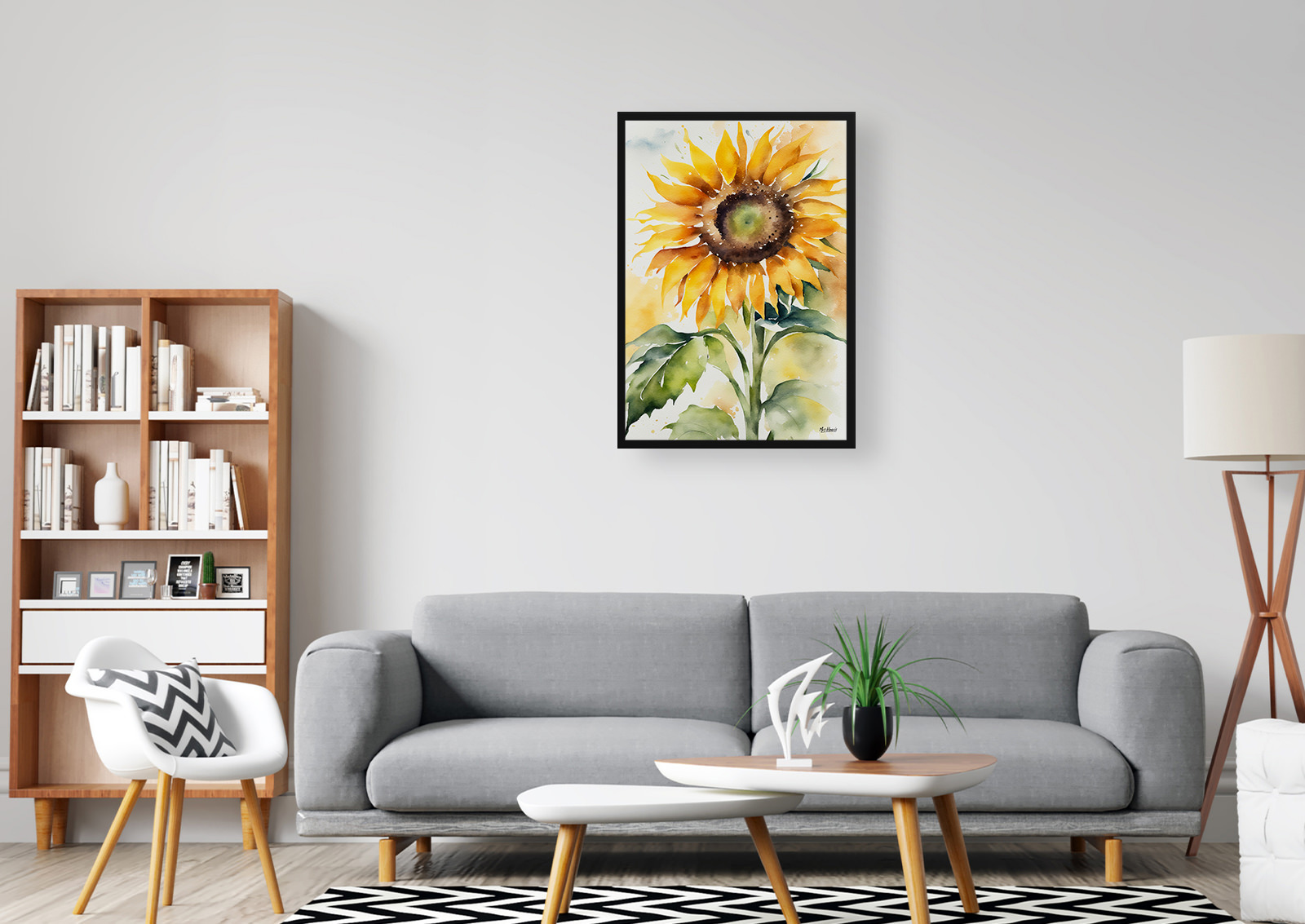 Sunflower Watercolour Botanical Art Print - Helianthus Framed Plant Wall Art 5 Sunflower Watercolour Botanical Art Print - Helianthus Framed Plant Wall Art - Image 3