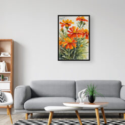 Tagetes Cinnabar Watercolour Botanical Art Print - African Marigold Framed Plant Wall Art 8 watercolour botanical print flowers tagetes cinnabar office