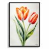 Tulipa Salmon Impression Minimalist Watercolour Botanical Art Print - Tulip Framed Plant Wall Art 2 watercolour botanical print flowers tulipa salmon impression minimalist front view