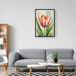 Tulipa Salmon Impression Watercolour Botanical Art Print - Tulip Framed Plant Wall Art 8 watercolour botanical print flowers tulipa salmon impression office