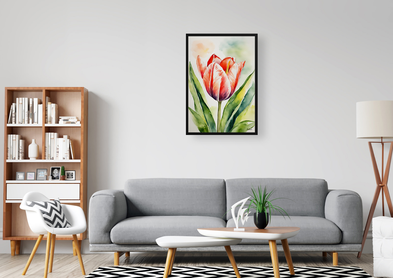 Tulipa Salmon Impression Watercolour Botanical Art Print - Tulip Framed Plant Wall Art 5 Tulipa Salmon Impression Watercolour Botanical Art Print - Tulip Framed Plant Wall Art - Image 3