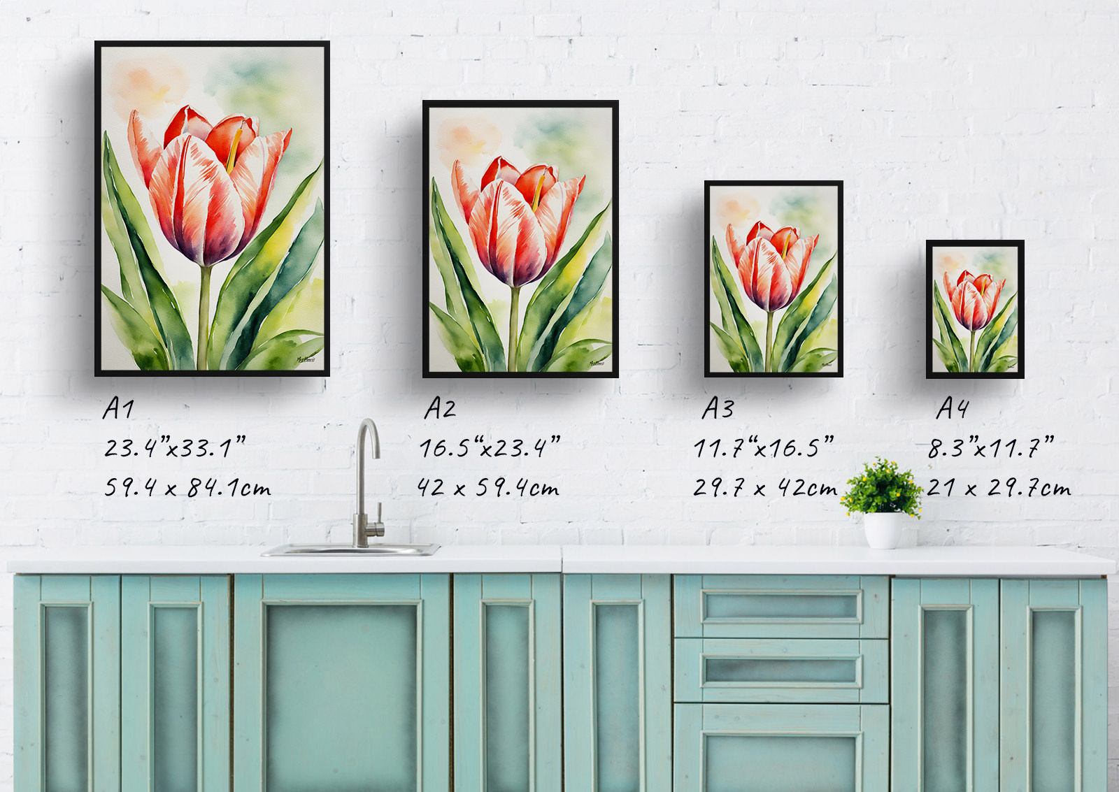 Tulipa Salmon Impression Watercolour Botanical Art Print - Tulip Framed Plant Wall Art 6 Tulipa Salmon Impression Watercolour Botanical Art Print - Tulip Framed Plant Wall Art - Image 4