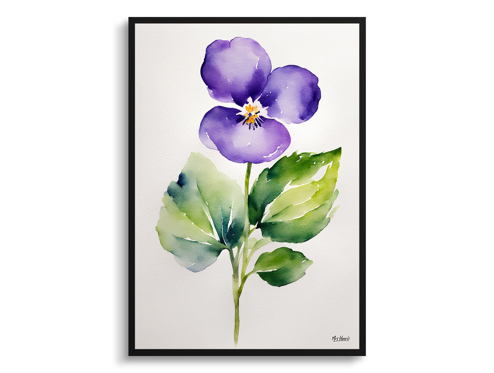 Violet Minimalist Watercolour Botanical Art Print - Wood Framed Plant Wall Art 3 Violet Minimalist Watercolour Botanical Art Print - Wood Framed Plant Wall Art