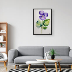 Violet Minimalist Watercolour Botanical Art Print - Wood Framed Plant Wall Art 8 watercolour botanical print flowers violet minimalist office
