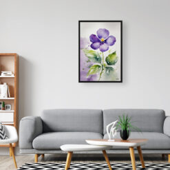 Violet Watercolour Botanical Art Print - Wood Framed Plant Wall Art 8 watercolour botanical print flowers violet office
