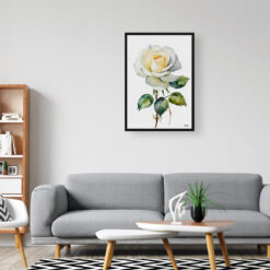 White rose Minimalist Watercolour Botanical Art Print - Alba Framed Plant Wall Art 8 watercolour botanical print flowers white rose minimalist office