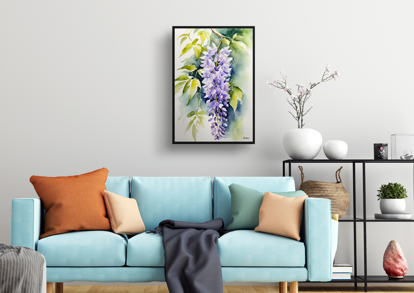 Wisteria x Valderi Watercolour Botanical Art Print - Burford Framed Plant Wall Art 3 Wisteria x Valderi Watercolour Botanical Art Print - Burford Framed Plant Wall Art - Image 2