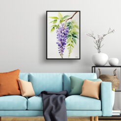 Wisteria x Valderi Minimalist Watercolour Botanical Art Print - Burford Framed Plant Wall Art 7 watercolour botanical print flowers wisteria x valderi minimalist living room