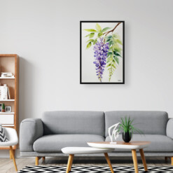 Wisteria x Valderi Minimalist Watercolour Botanical Art Print - Burford Framed Plant Wall Art 8 watercolour botanical print flowers wisteria x valderi minimalist office