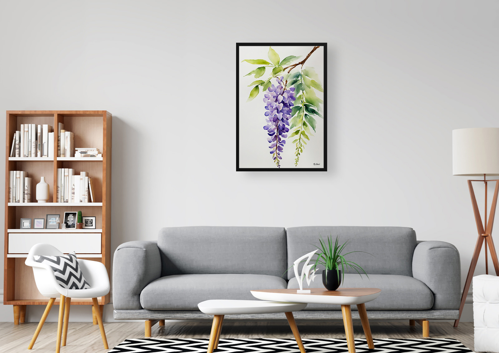 Wisteria x Valderi Minimalist Watercolour Botanical Art Print - Burford Framed Plant Wall Art 5 Wisteria x Valderi Minimalist Watercolour Botanical Art Print - Burford Framed Plant Wall Art - Image 3