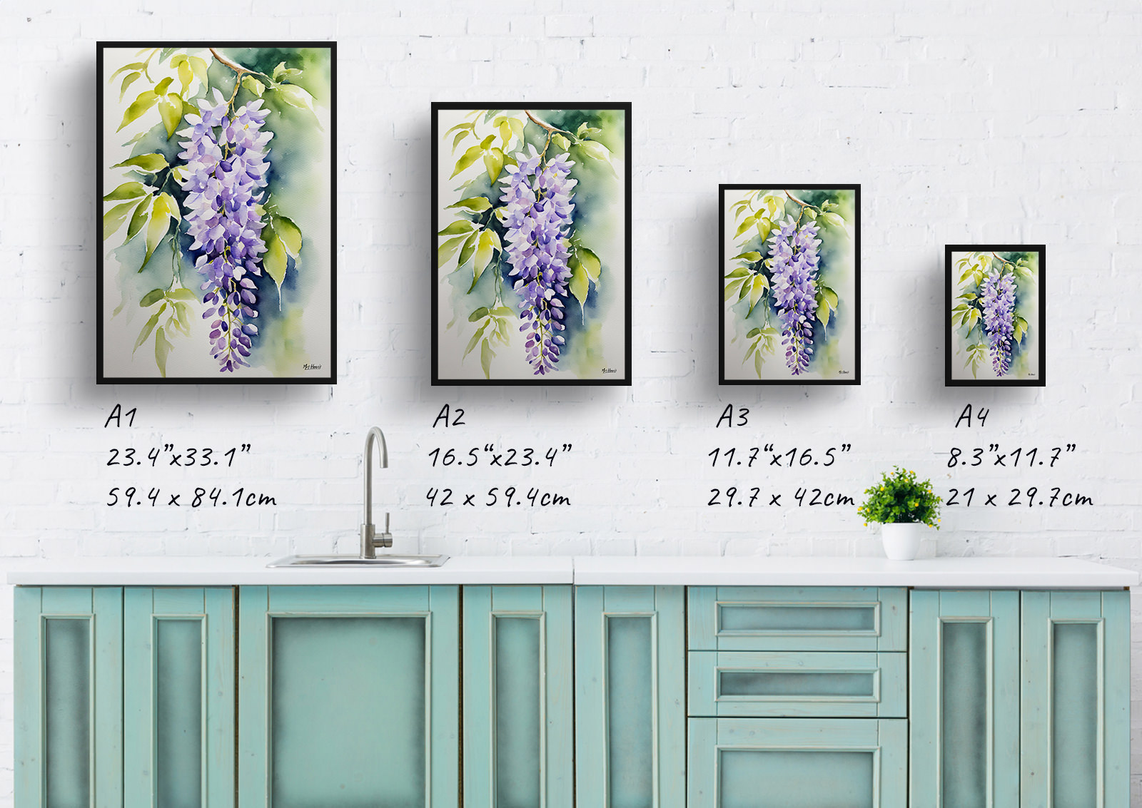 Wisteria x Valderi Watercolour Botanical Art Print - Burford Framed Plant Wall Art 5 Wisteria x Valderi Watercolour Botanical Art Print - Burford Framed Plant Wall Art - Image 4
